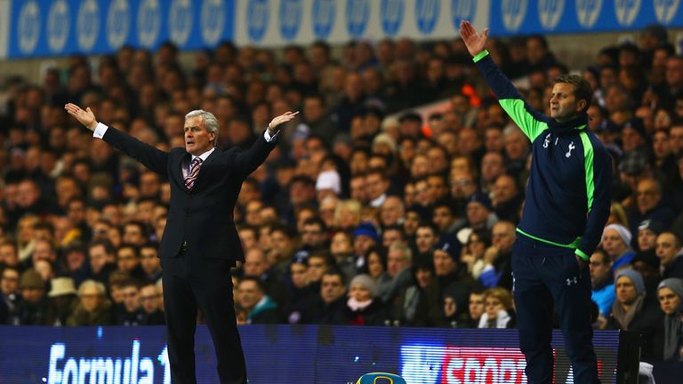 Mark Hughes and Tim Sherwood: In opposite dugouts on Saturday