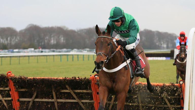 Top Notch and Daryl Jacob take the final flight well clear of Medicine Hat in the opening Betfred Victor Ludorum Juvenile Hurdle at Haydock.