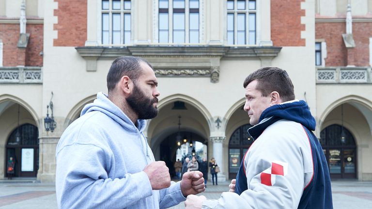Gonzaga from Brazil and Mirko Cro Cop from Croatia pose