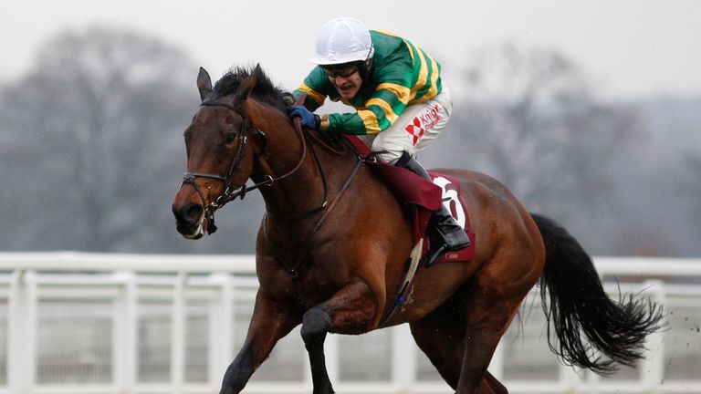 ASCOT, ENGLAND - FEBRUARY 14:  Tom Scudamore riding Unique De Cotte clear the last to win The Les Ambassadeurs Casino Handicap Hurdle at Ascot.