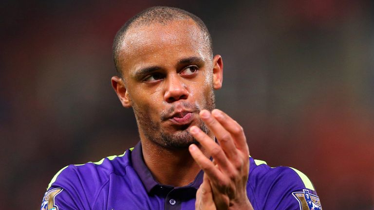 STOKE ON TRENT, ENGLAND - FEBRUARY 11:  Vincent Kompany of Manchester City applauds the fans after the Barclays Premier League match between Stoke City and