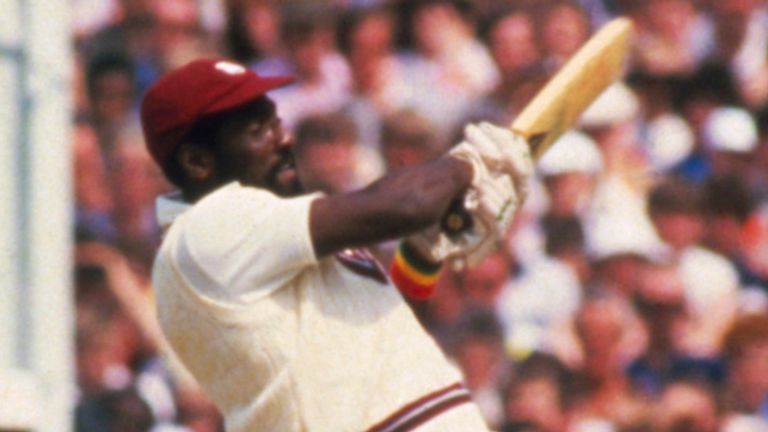 MANCHESTER - MAY 31:  Viv Richards of the West Indies hits out on his way to 189 not out during the Texaco Trophy, 1st One-day International match between 