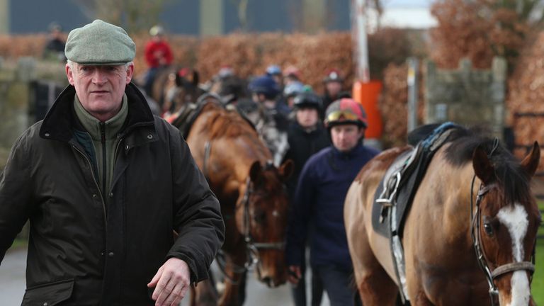 Willie Mullins walks from the gallops during a visit to Closutton, Carlow, Ireland.