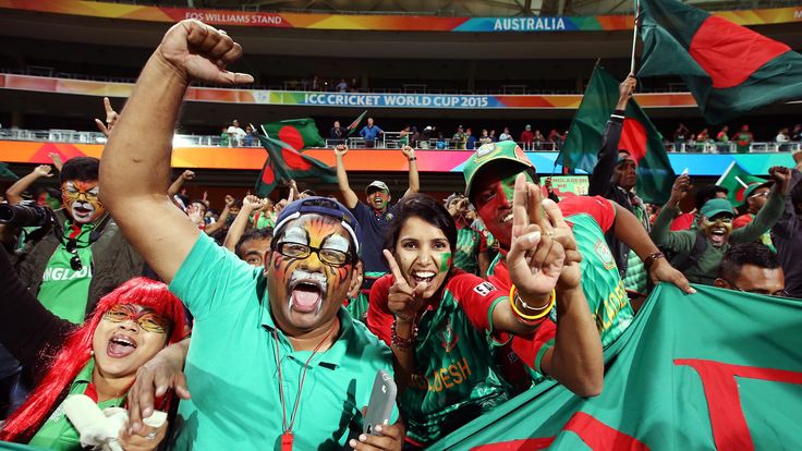 ADELAIDE, AUSTRALIA - MARCH 09:  Bangladesh supporters celebrate after the 2015 ICC Cricket World Cup match between England and Bangladesh at Adelaide Oval