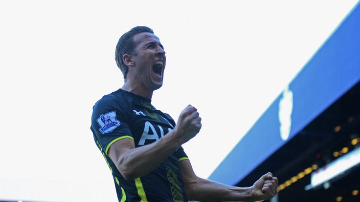 Harry Kane of Spurs celebrates as he scores their second goal during the Barclays Premier League match against QPR in March 2015