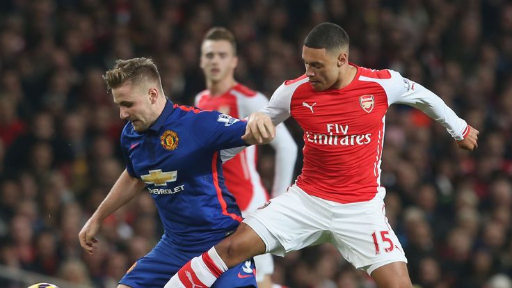 Luke Shaw, Calum Chambers and Alex Oxlade-Chamberlain, Arsenal v Manchester United