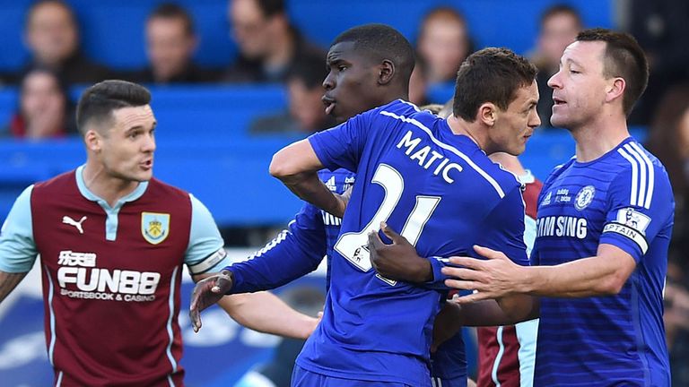 Chelsea midfielder Nemanja Matic reacts after getting a red card against Burnley last month.