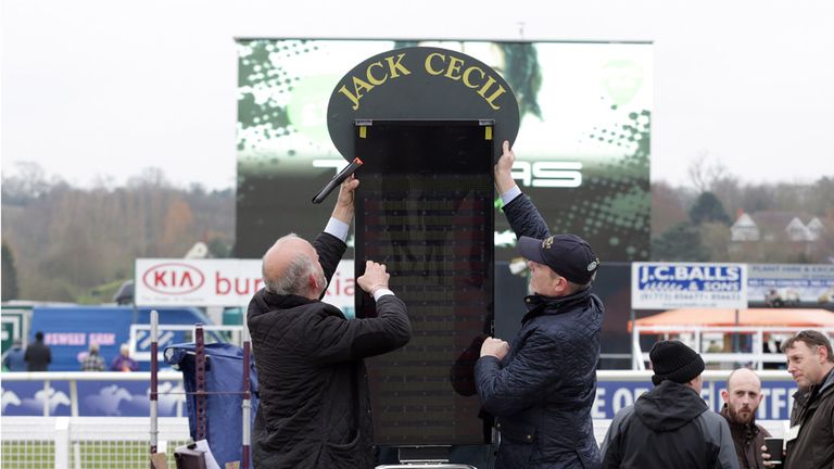 A bookmakers erects their stand at Uttoxeter Racecourse 