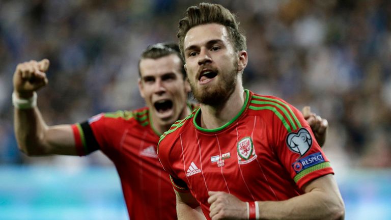 Wales' Aaron Ramsey celebrates after scoring against Israel