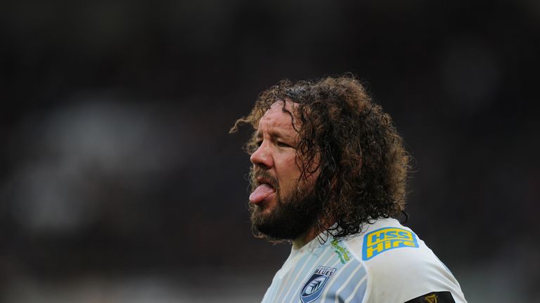 SWANSEA, WALES - OCTOBER 12:  Blues player Adam Jones looks on during the Guinness Pro 12 match between Ospreys and Cardiff Blues at Liberty Stadium on Oct