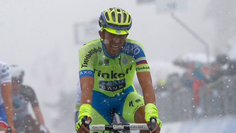 Alberto Contador finishes Stage 5 of the 2015 Tirreno-Adriatico