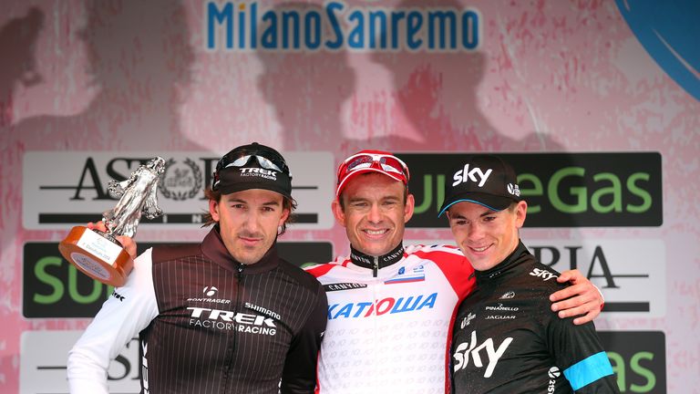 in action during the 294 km 2014  edition of Milan - San Remo on March 23, 2014 in Milan, Italy.
