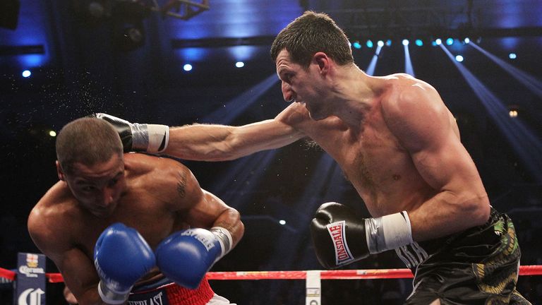 Carl Froch lands a right on Andre Ward