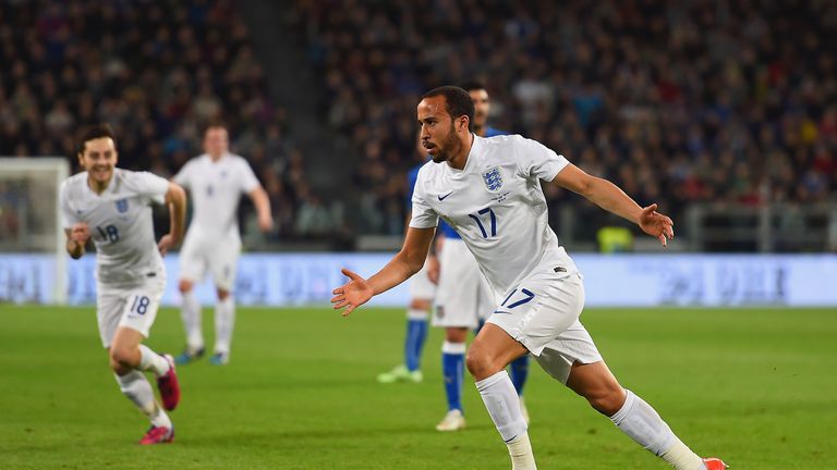 Andros Townsend of England celebrates after scoring against Italy