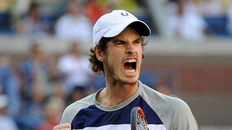Andy Murray celebrates during his 2008 US Open semi-final win over Rafael Nadal
