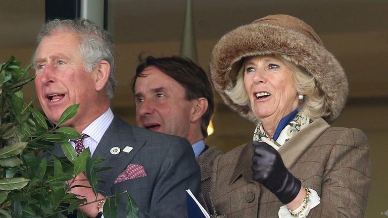 ASCOT, ENGLAND - MARCH 29:  Camilla, Duchess of Cornwall and Prince Charles, Prince of Wales watch the racing at Ascot.