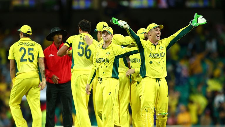 Brad Haddin of Australia and team mates celebrate