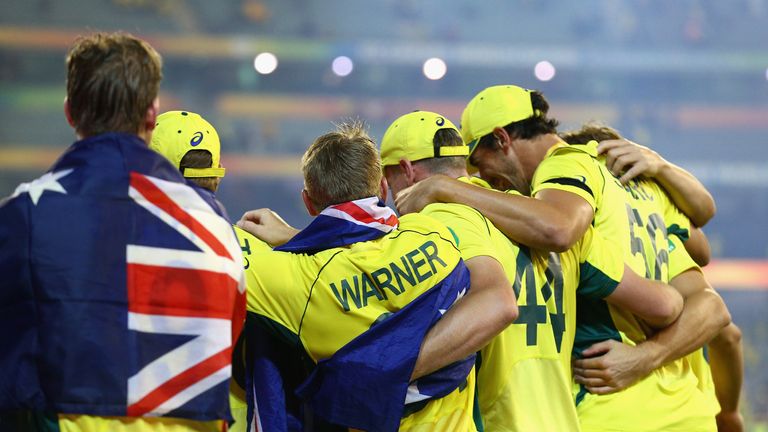Australia celebrate after winning Sunday's final