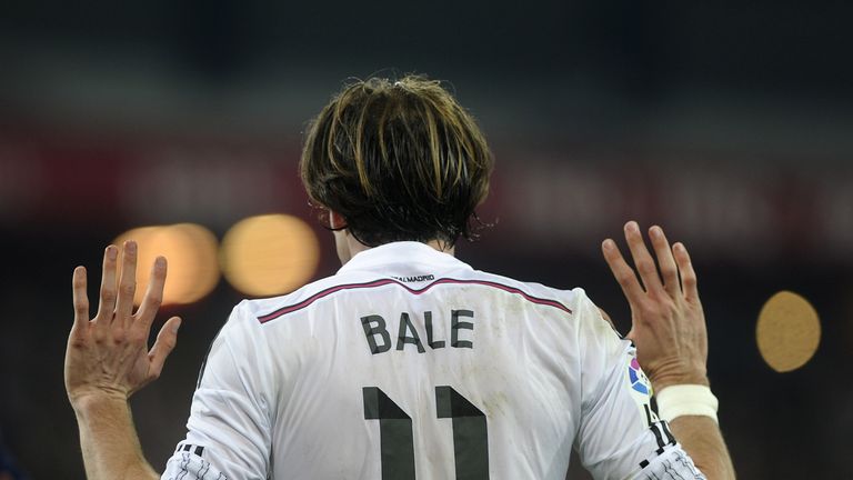 Real Madrid's Welsh forward Gareth Bale reacts during the Spanish league football match.