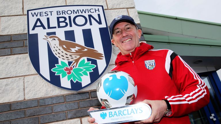 West Brom manager Tony Pulis wins the Barclays Premier League manager of the month award