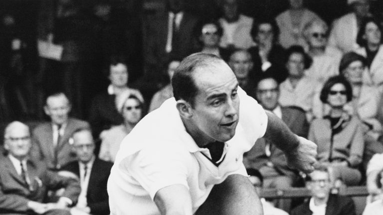 Australian tennis player Bob Hewitt in action at Wimbledon in 1966