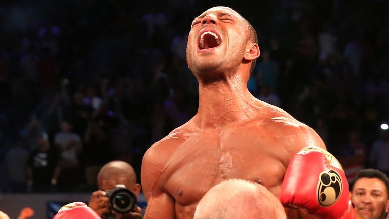 Kell Brook reacts after getting the decision over Shawn Porter in their IBF Welterweight World Championship fight
