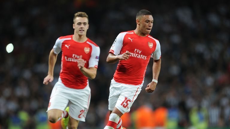 Calum Chambers and Alex Oxlade-Chamberlain for Arsenal, August 2014