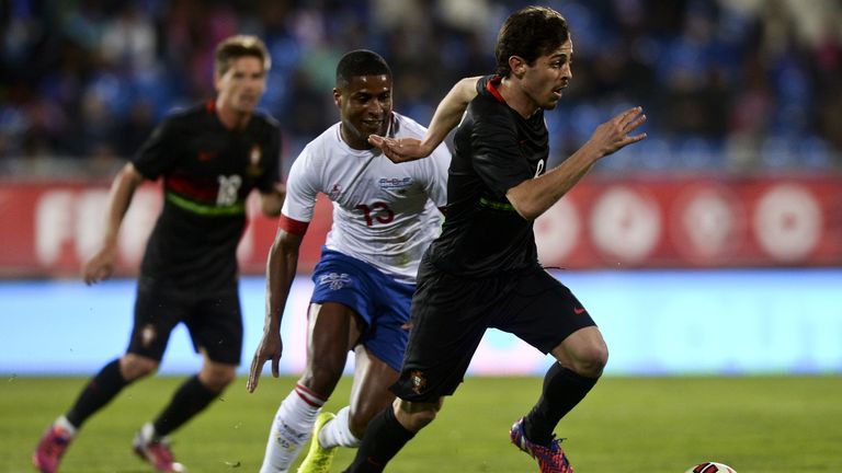 Cape Verde's midfielder Platini vies with Portugal's midfielder Bernardo Silva
