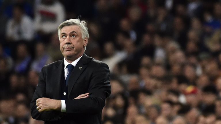 Real Madrid's coach Carlo Ancelotti watches play