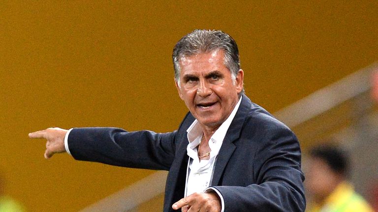 Coach of Iran Carlos Queiroz gives directions to his players during the 2015 Asian Cup match between IR Iran and the UAE