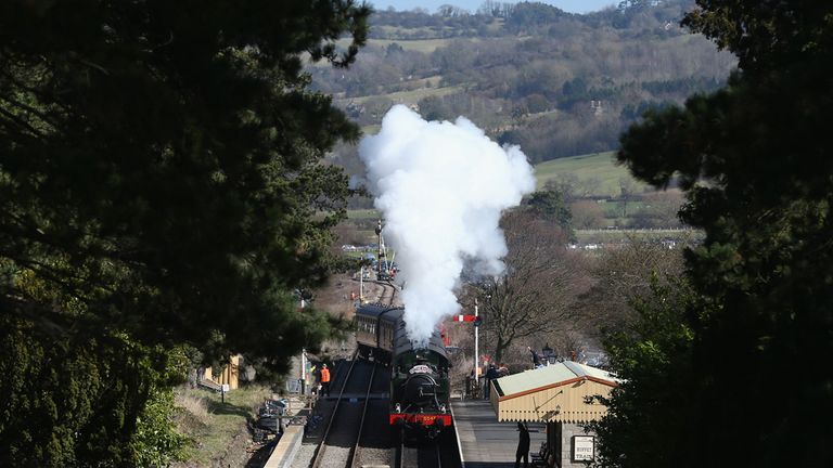 The 'At the Races Express' arrives ahead at Cheltenham Racecourse 