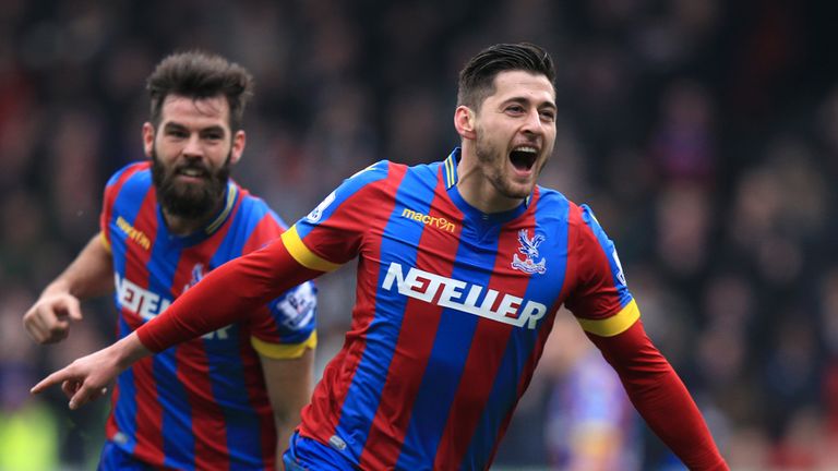 Crystal Palace's Joel Ward (right) celebrates scoring his side's third goal of the game during the Barclays Premier League match at Selhurst Park, London.