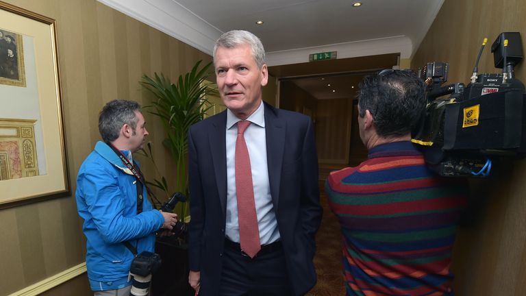 UEFA Executive Committee member and former Manchester United Chief Executive David Gill (C) at the International 