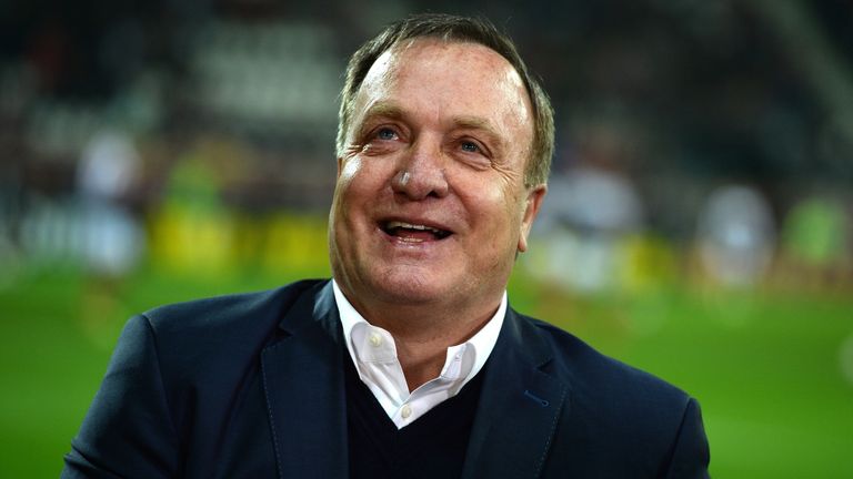 AZ Alkmaar's headcoach Dick Advocaat speaks during an interview ahead of the the UEFA Europa League Quarter final first leg football match AZ Alkmaar vs SL