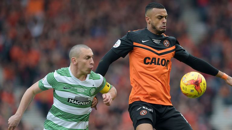 Celtic's Scott Brown and Dundee United's Mario Bilate