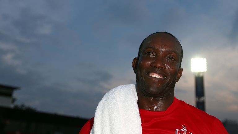 Dwight Yorke looks on after a training session