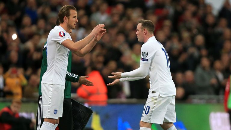 England captain Wayne Rooney is replaced by Harry Kane