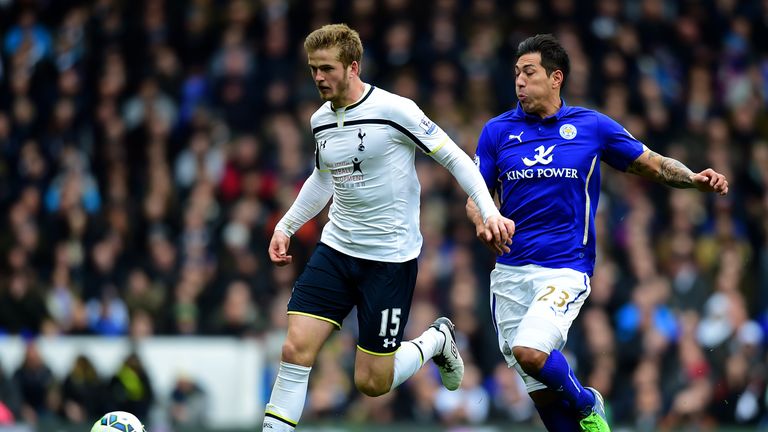 Eric Dier (left) in action against Leicester