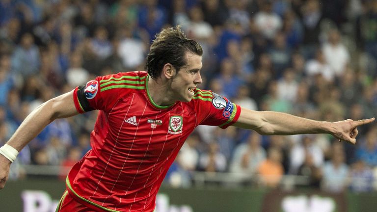 Gareth Bale celebrates after scoring against Israel in the Euro 2016 qualifier