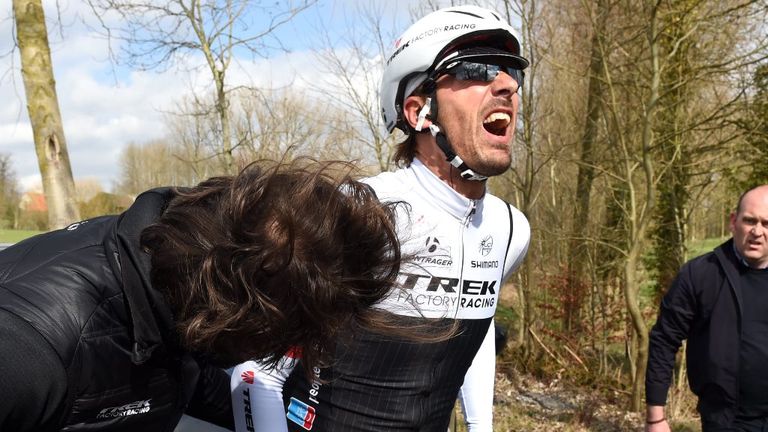 Fabian Cancellara after a crash in the 2015 E3 Harelbeke