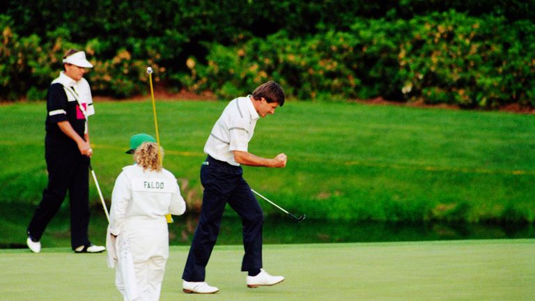 Raymond Floyd can only look on after his mistake against Nick Faldo in 1990