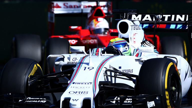 Felipe Massa of Brazil and Williams leads Sebastian Vettel during the Australian Formula One Grand