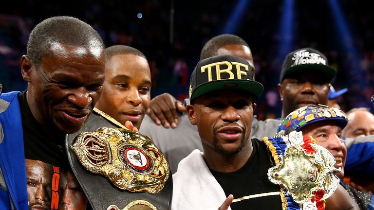 Floyd Mayweather and his father and trainer Floyd Sr.