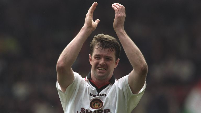 19 Apr 1997:  Gary Pallister of Manchester United applaudes the crowd after their victory against Liverpool in the Premier League match at Anfield in Liver
