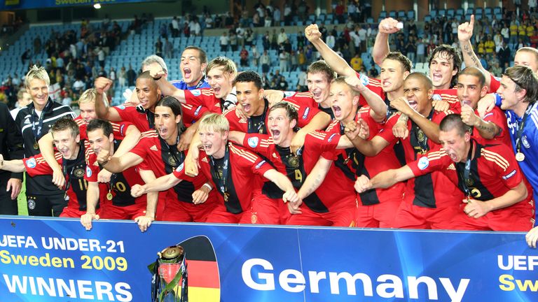 MALMO, SWEDEN - JUNE 29:  Germany celabrate after winning the UEFA U21 European Championships Final match between England and Germany at the New Stadium on
