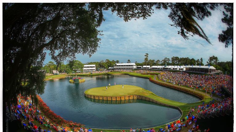  A view of the 17th green during the third round of The TPC Sawgrass