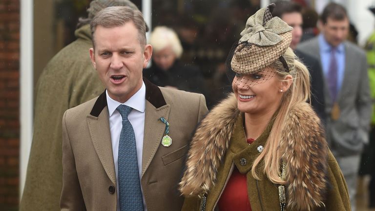 Jeremy Kyle and Carla Germaine arrive on Gold Cup Day during the Cheltenham Festival at Cheltenham Racecourse. PRESS ASSOCIATION Photo. Picture date: Frida