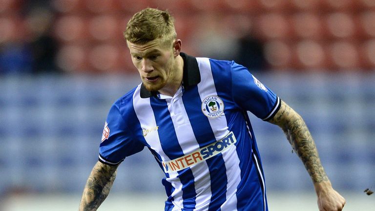 WIGAN, ENGLAND - FEBRUARY 24:  James McClean of Wigan Athletic in action during the Sky Bet Championship match between Wigan Athletic and Cardiff City at D