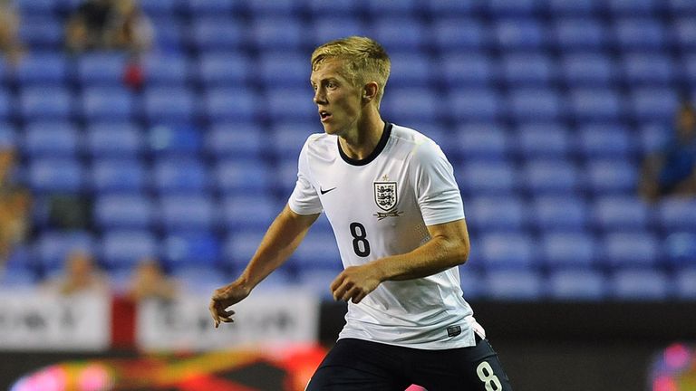 James Ward-Prowse of England attacks during the 2015 UEFA European U21 Championships Qualifier between England U21 and Moldova U21