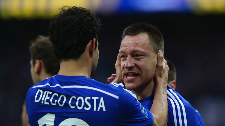 John Terry celebrates with Diego Costa